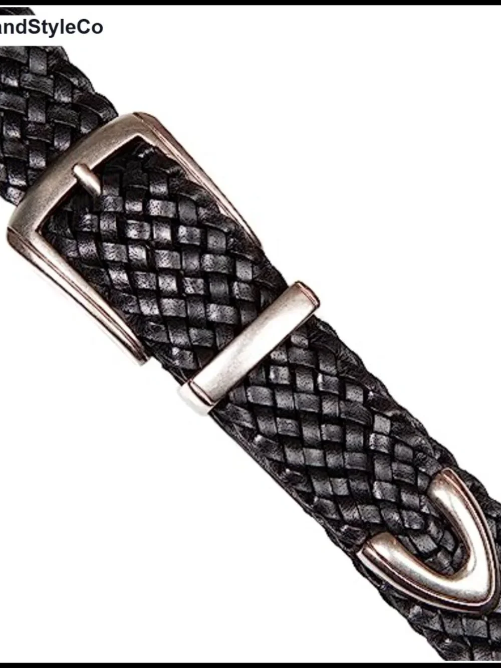 Braided Leather Western Belt with Nickel Buckle - Women's